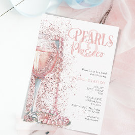 Elegant Pearls & Prosecco Boho Rosa Summer Inbjudningar