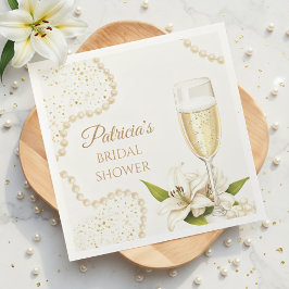 Elegant Pearls & Prosecco Bridal Shower Pappersservett