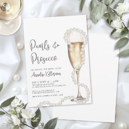 Elegant Pearls & Prosecco Champagne Bridal Shower Inbjudningar