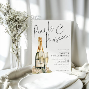 Elegant Pearls Prosecco Glass Möhippa Inbjudningar