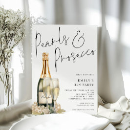 Elegant Pearls Prosecco Hen Party Inbjudningar