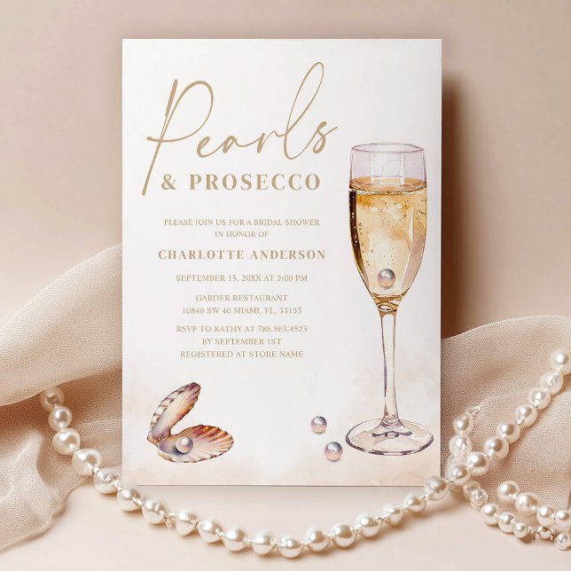 Elegant Pearls Prosecco Möhippa Inbjudningar (Skapare uppladdad)