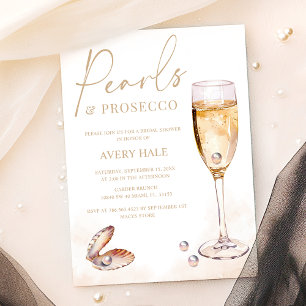 Elegant Pearls & Prosecco Seashell Möhippa Inbjudningar