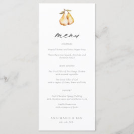 Elegant Pears Calligraphy Bröllop Menu Meny