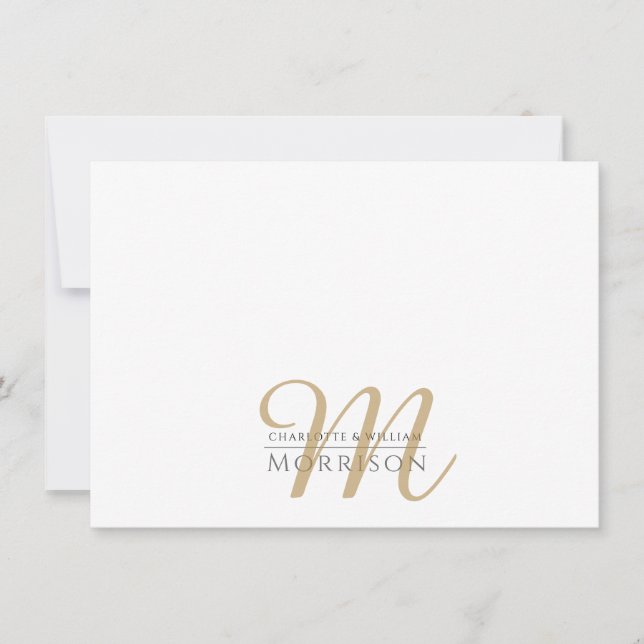 Elegant Peles Guld Black Monogram-Logotyp Anteckningskort (Framsida)