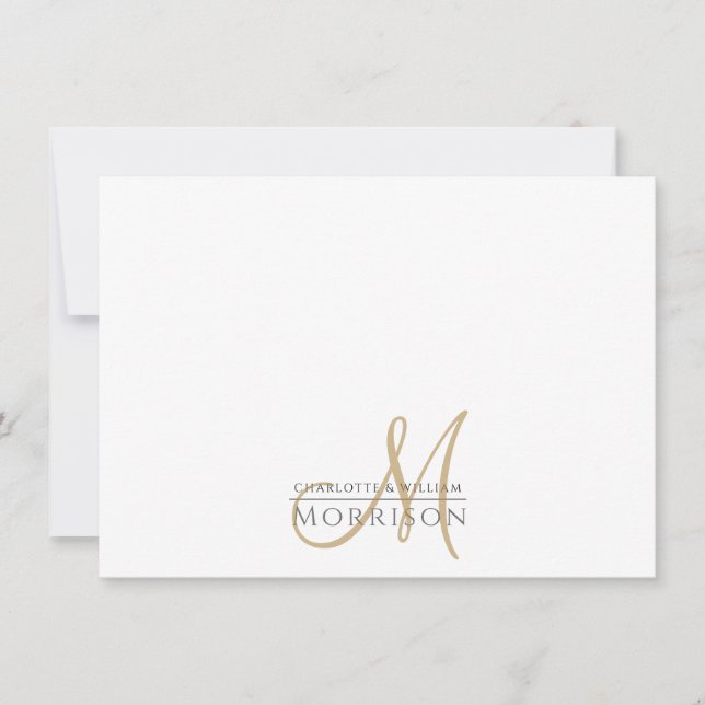 Elegant Peles Guld Black Monogram-Logotyp Anteckningskort (Framsida)
