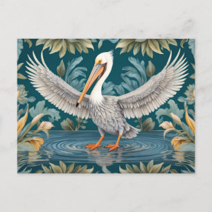 Elegant Pelican Bird Tropical Paradise Vykort