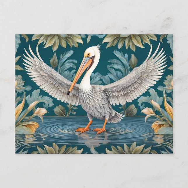 Elegant Pelican Bird Tropical Paradise Vykort (Framsida)