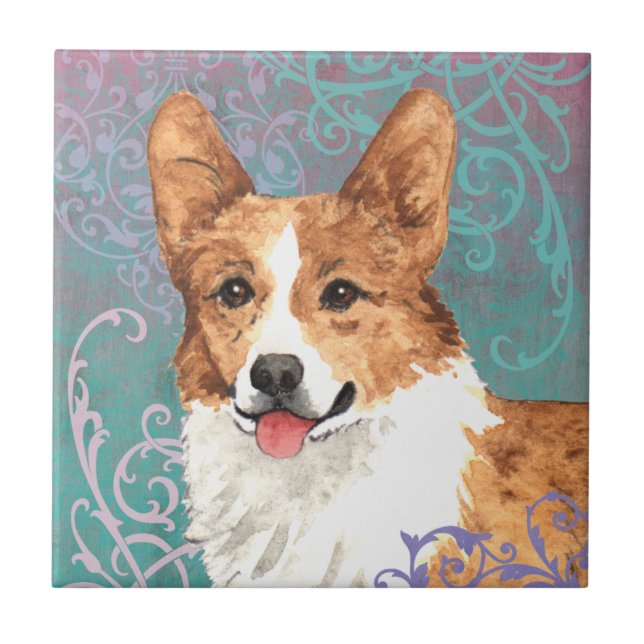 Elegant Pembroke Welsh Corgi Kakelplatta (Framsidan)