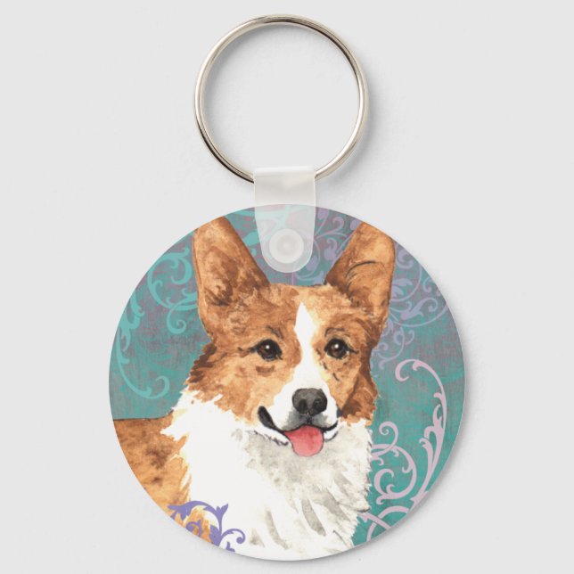 Elegant Pembroke Welsh Corgi Nyckelring (Framsida)