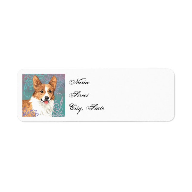 Elegant Pembroke Welsh Corgi Returadress Etikett (Framsidan)