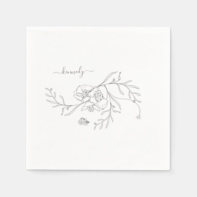 Elegant Pencil Blommigt Anpassningsbar   Pappersservett (Framsidan)