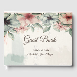 Elegant penseldrag,blommig bröllop gästböcker