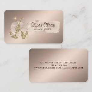 Elegant penseldrag glitter kvast, dammsugare visitkort