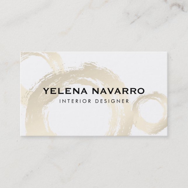 Elegant penseldrag med monogramskript visitkort (Framsida)