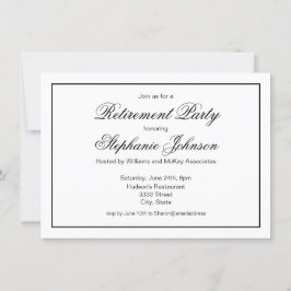 Elegant Pension Black and White Script Party Inbjudningar
