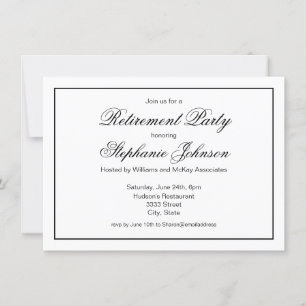 Elegant Pension Black and White Script Party Inbjudningar