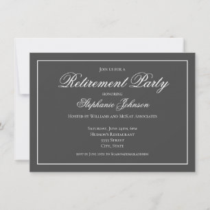 Elegant Pension Dark Gray Fest Inbjudningar