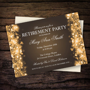 Elegant Pension Guld Sparkling Ljus Inbjudningar