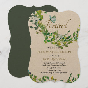 Elegant PENSION inbjuder Man Woman Greenery Inbjudningar