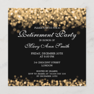 Elegant, Pension Party Guld, Ljus Inbjudningar