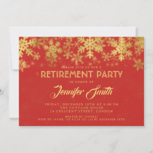Elegant Pension Party guldblomma Snöflingor Red Inbjudningar