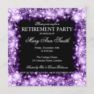 Elegant Pension Party Lila Sparkling Ljus Inbjudningar