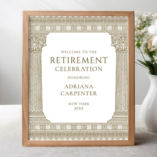Elegant pension party välkomstskylt med tempel poster (Skapare uppladdad)