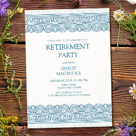 Elegant pensions-toga-fest i blått inbjudningar