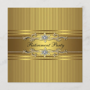 Elegant pensionsfest med guldrand inbjudningar