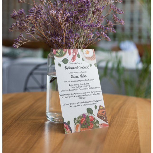 Elegant pensionsfirande  Potluck-inbjudan Inbjudningar (Skapare uppladdad)