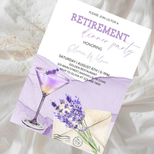 Elegant pensionsmiddag - Skål för pensionen  Inbjudningar (Skapare uppladdad)