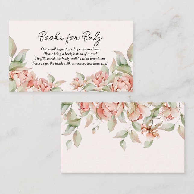 Elegant peonie Baby i Bloom Rosa Baby Shower Tilläggskort (Fram/baksida)