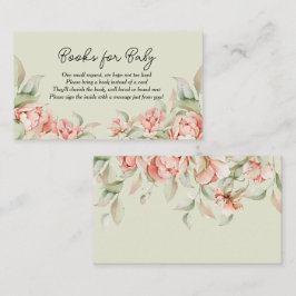 Elegant peonies Baby i Bloom grönt Baby Shower Tilläggskort