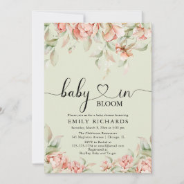 Elegant peonies blommigt Baby i Bloom Baby Shower Inbjudningar