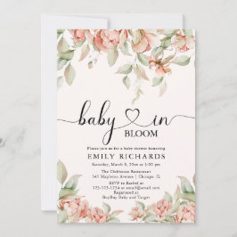 Elegant peonies blommigt Baby i Bloom Baby Shower Inbjudningar