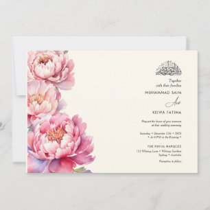Elegant Peonies blommigt Muslim Islamic Nikah Inbjudningar