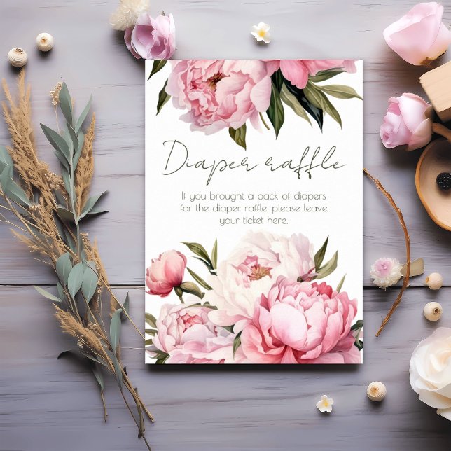 Elegant peonies diaper raffle babydusch poster (Skapare uppladdad)