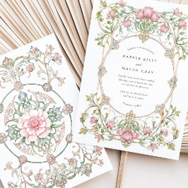 Elegant Peonies Garden Wedding Inbjudningar
