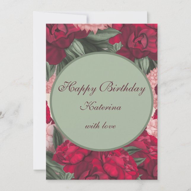 Elegant Peonies Grattis på födelsedagen Julkort (Framsida)