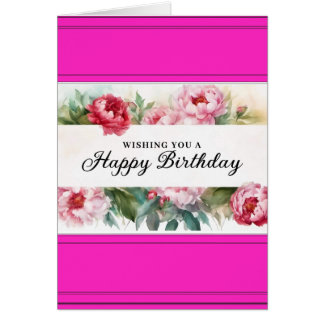 Elegant Peonies Greeting Card - Rosa Hälsningskort