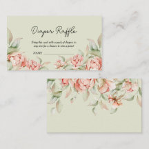 Elegant peonies grönt Baby Shower Diaper Raffle
