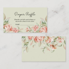 Elegant peonies grönt Baby Shower Diaper Raffle Tilläggskort