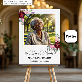 Elegant Peonies Guld Ram Foto Begravning Poster