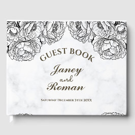 Elegant Peonies Modern och minimalistiskt Bröllop  Gästböcker
