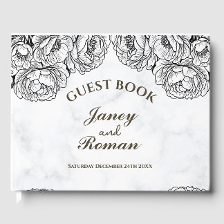 Elegant Peonies Modern och minimalistiskt Bröllop  Gästböcker