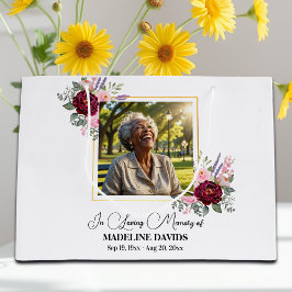 Elegant Peonies Photo Funeral Keepsake