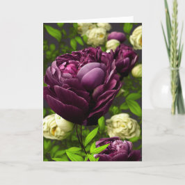 Elegant Peonies & Ro-mappat gratulationskort Tack Kort