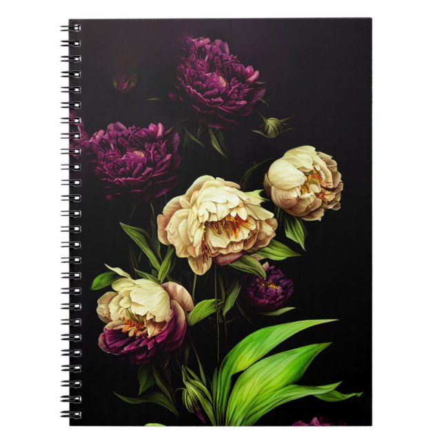 Elegant Peonies & Ro Spiral bärbara dator Anteckningsbok (Framsidan)