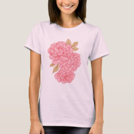 Elegant Peonies- Soft Rosa Blommigt Illustration T Shirt
